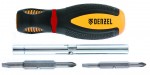 Combination screwdriver, SL3/16"-PH1, SL1/4"-PH2, bi-material handle // Denzel