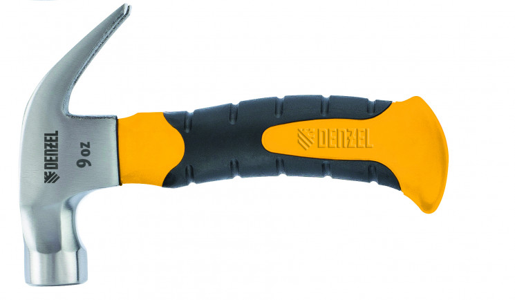 9 oz  Mini claw hammer with magnetic peen, fiberglass rubbered handle // Denzel