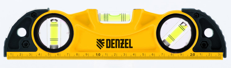 9 1/4" Aluminium spirit level, milled, 3 vials, 2 impact pads // Denzel