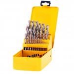 29 pcs. Metal Twist Drill Bit set, 1/16"-1/2", in metal case 