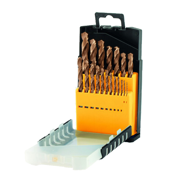 21 pcs Cobalt drill bit set, 1/16"-3/8", Fully Ground, plastic case // Denzel