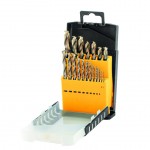 21 pcs Black and gold drill bit set,  1/16"-3/8", 19 pcs, HSS-G // Denzel