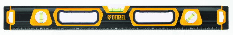 48" Aluminium spirit level, magnet, milled, 3 vials (1 mirror vial), bi-material handles // Denzel