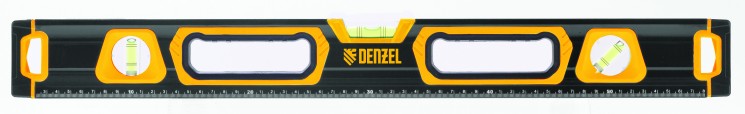 16" Aluminium spirit level, magnet, milled, 3 vials (1 mirror vial), bi-material handles  // Denzel