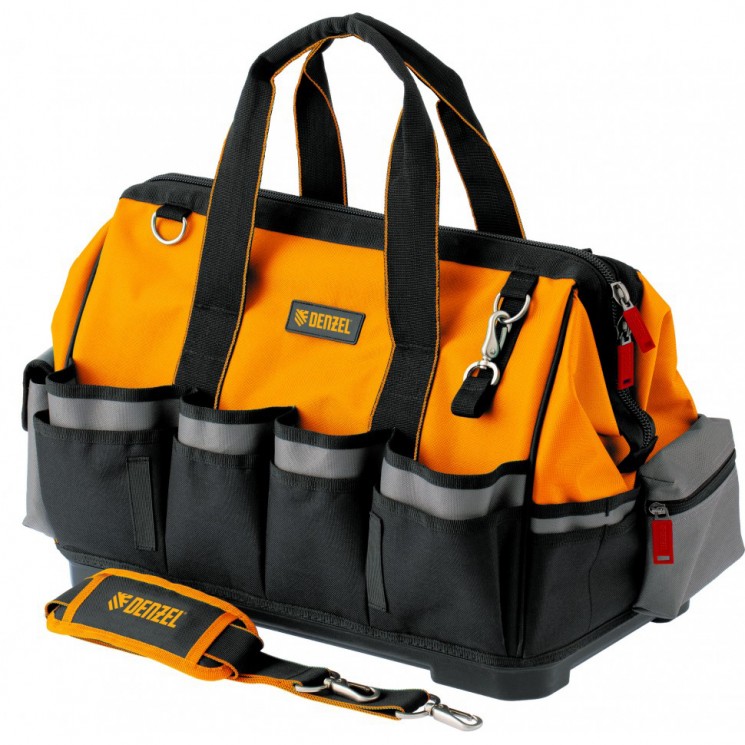 Tool bag, 42 pockets, plastic bottom, shoulder strap, 475*260*360 mm // Denzel